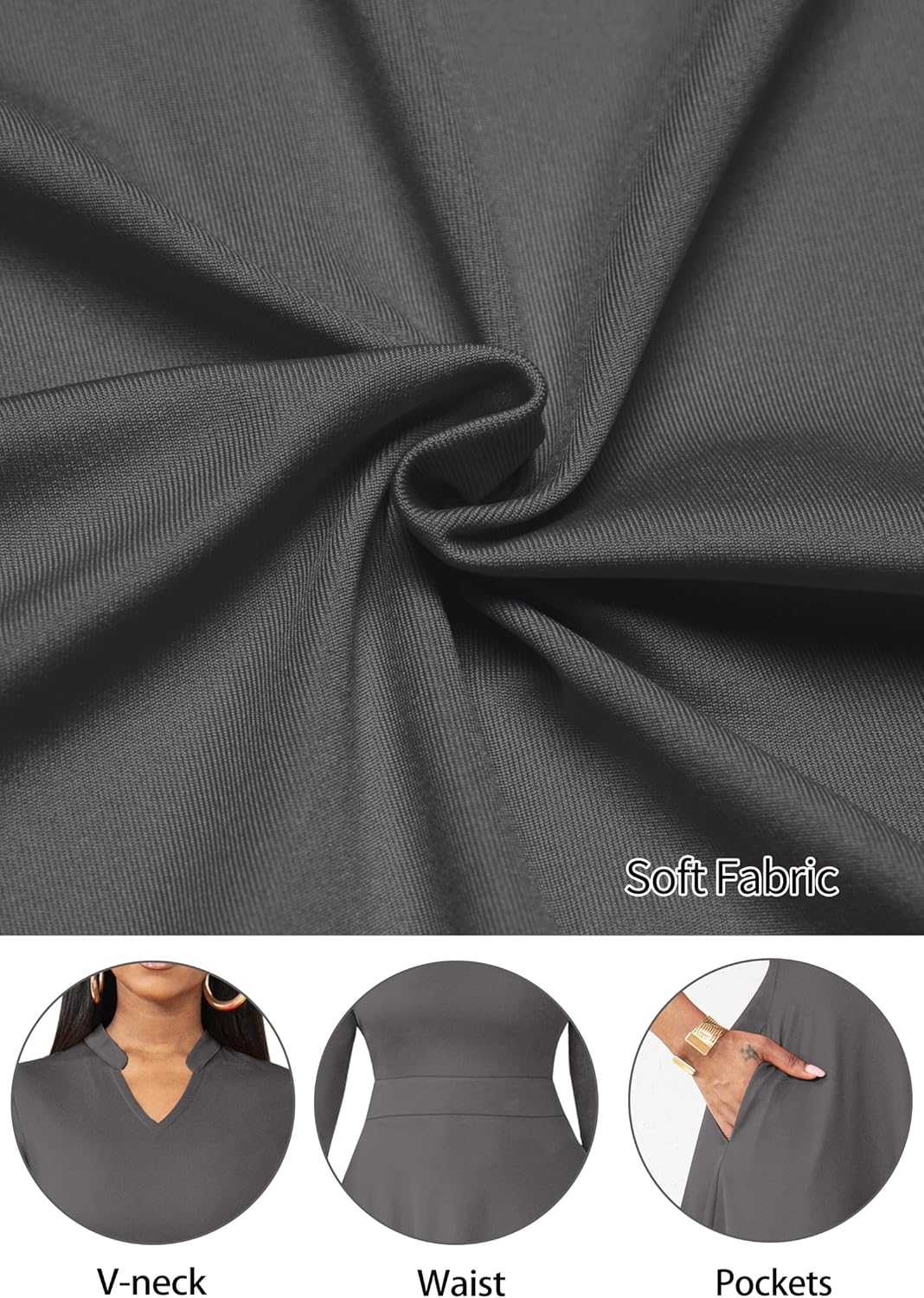 Nmoder Casual Dresses for Women Semi Formal Fit and Flare 3/4 Sleeve A-line Church Work Dress with Pockets