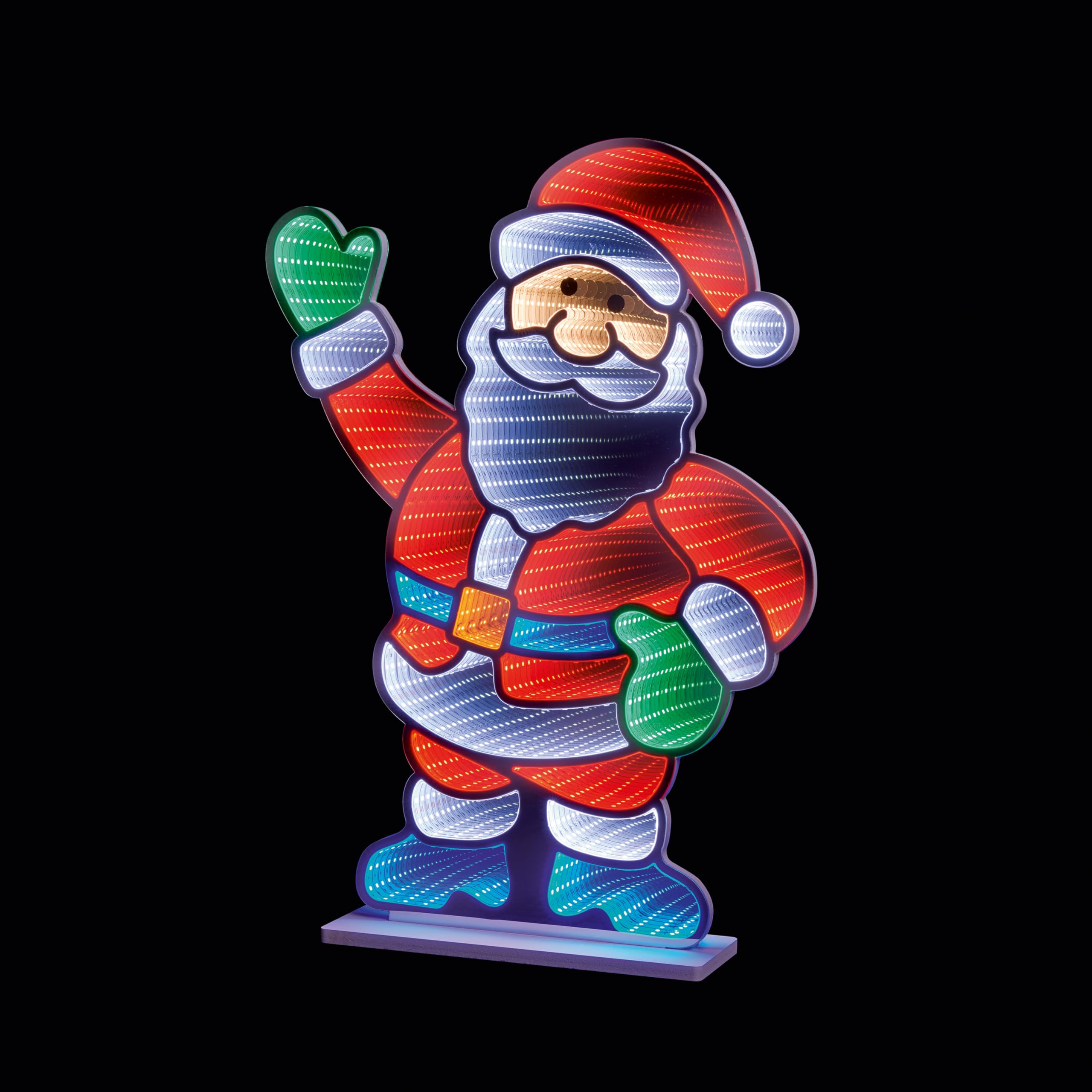 Premier 59cm Standing Santa Infinity Light – Freestanding LED Christmas Decoration with 3D Optical Illusion Effect for Indoor Festive Displays
