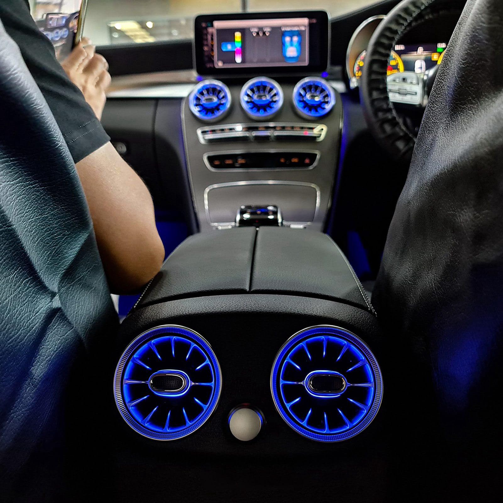 Qqmora Zestaw Oświetlenia Otoczenia LED Turbo Nawiew Powietrza o 64 Kolorach Stylowy Zamiennik dla A/CLA/GLA-Class 2019+ Wysokiej Jakości ABS