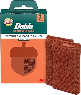 Scotch-Brite Harvest Dobie Scrubbing Pads, Non-Scratch Kitchen Sponge for Cleaning Dishes, Appliances, and Bathrooms, Copper Acorn Dish Sponge That Dries Fast, 2-Pack