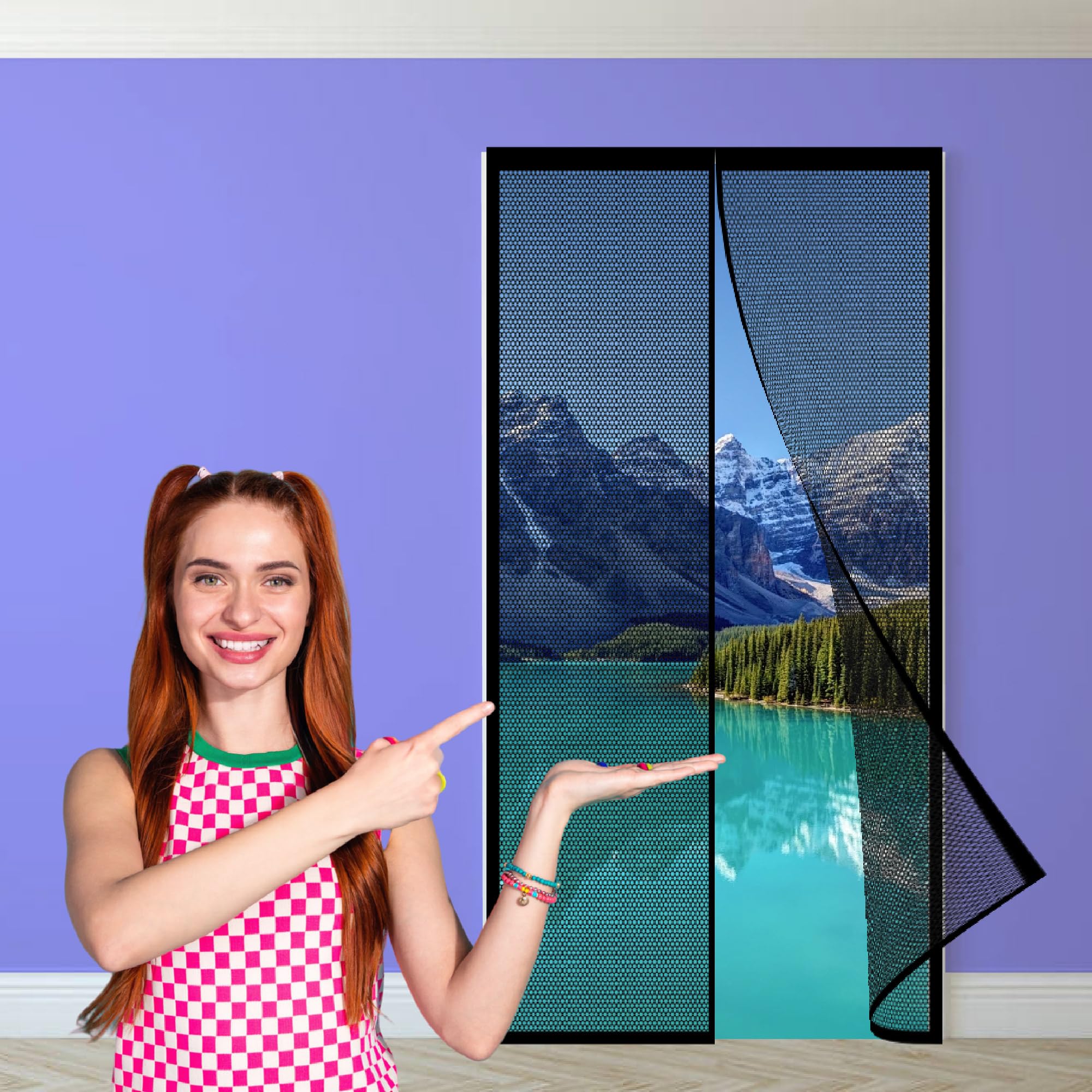 Moustiquaire porte 118x219 cm contre les insectes pour baie coulissante et balcon