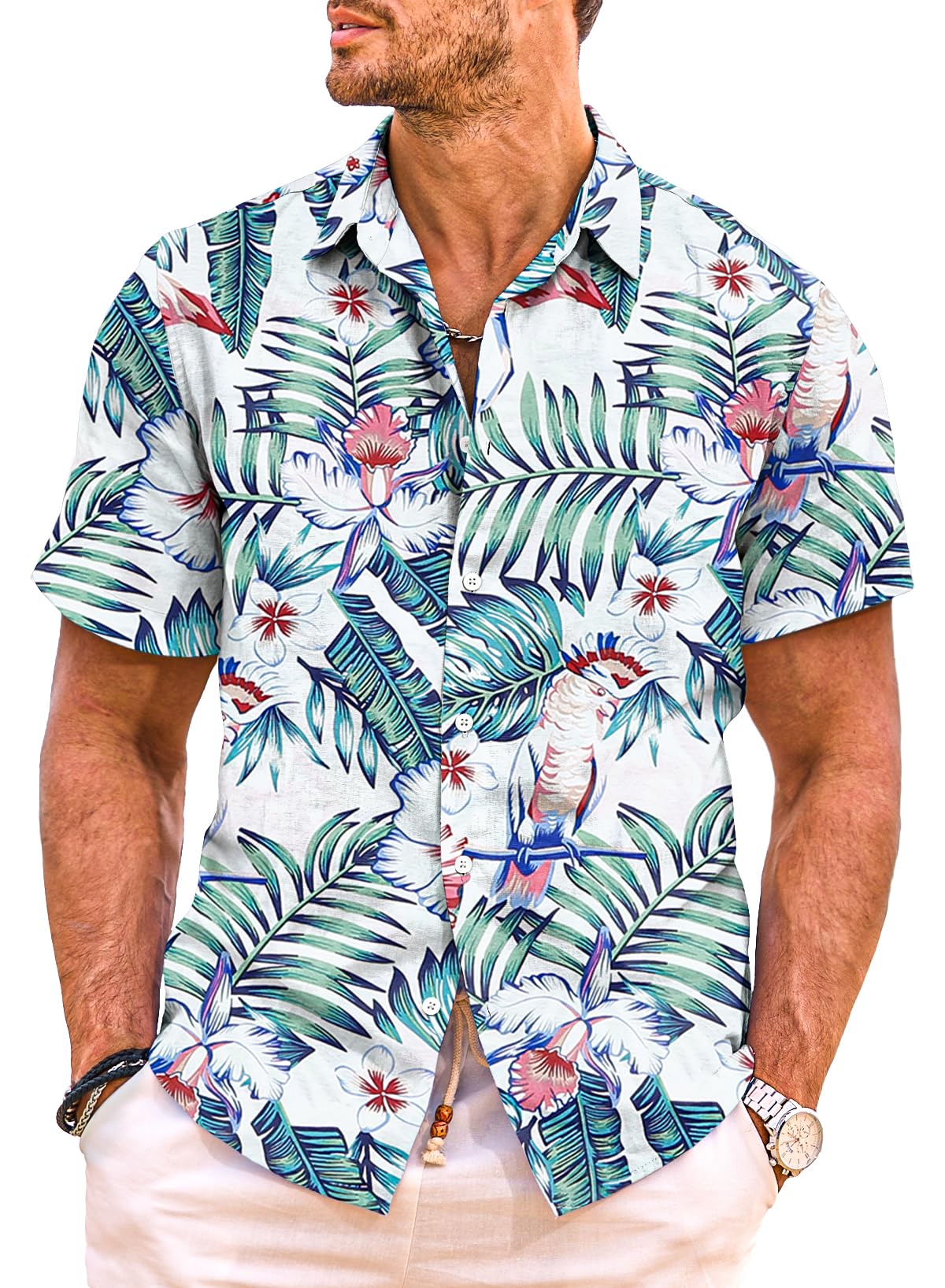 Meilicloth Funky Camisa Hawaiana Hombre Manga Corta Vintage Aloha Impresión de Impreso Playa Camisa Informal de Hawaii Vacaciones de Verano Regular Fit S-3XL