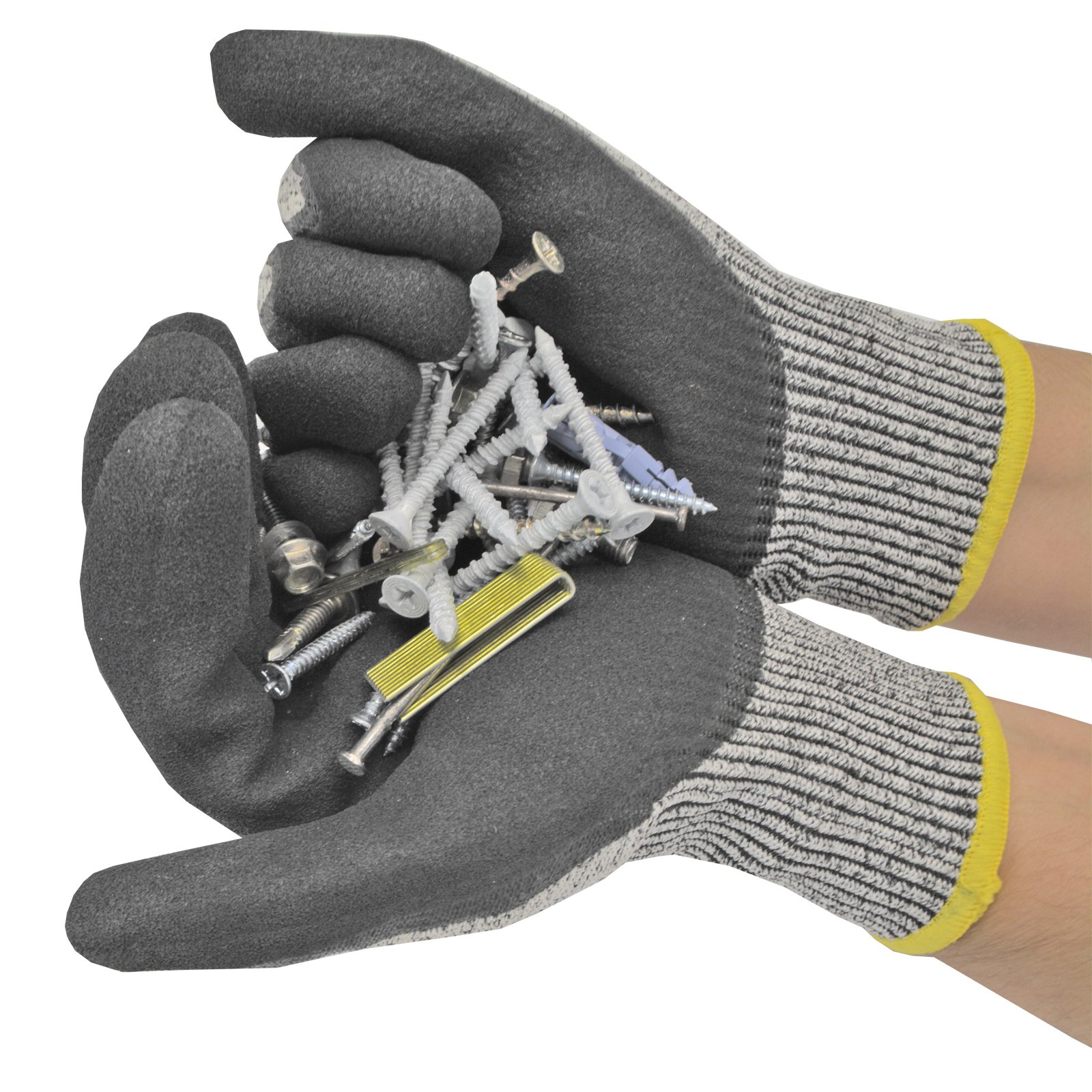 JORESTECH - Guantes de trabajo de punto recubiertos de nitrilo, protección de mano PPE, nivel de resistencia de corte de hoja 5