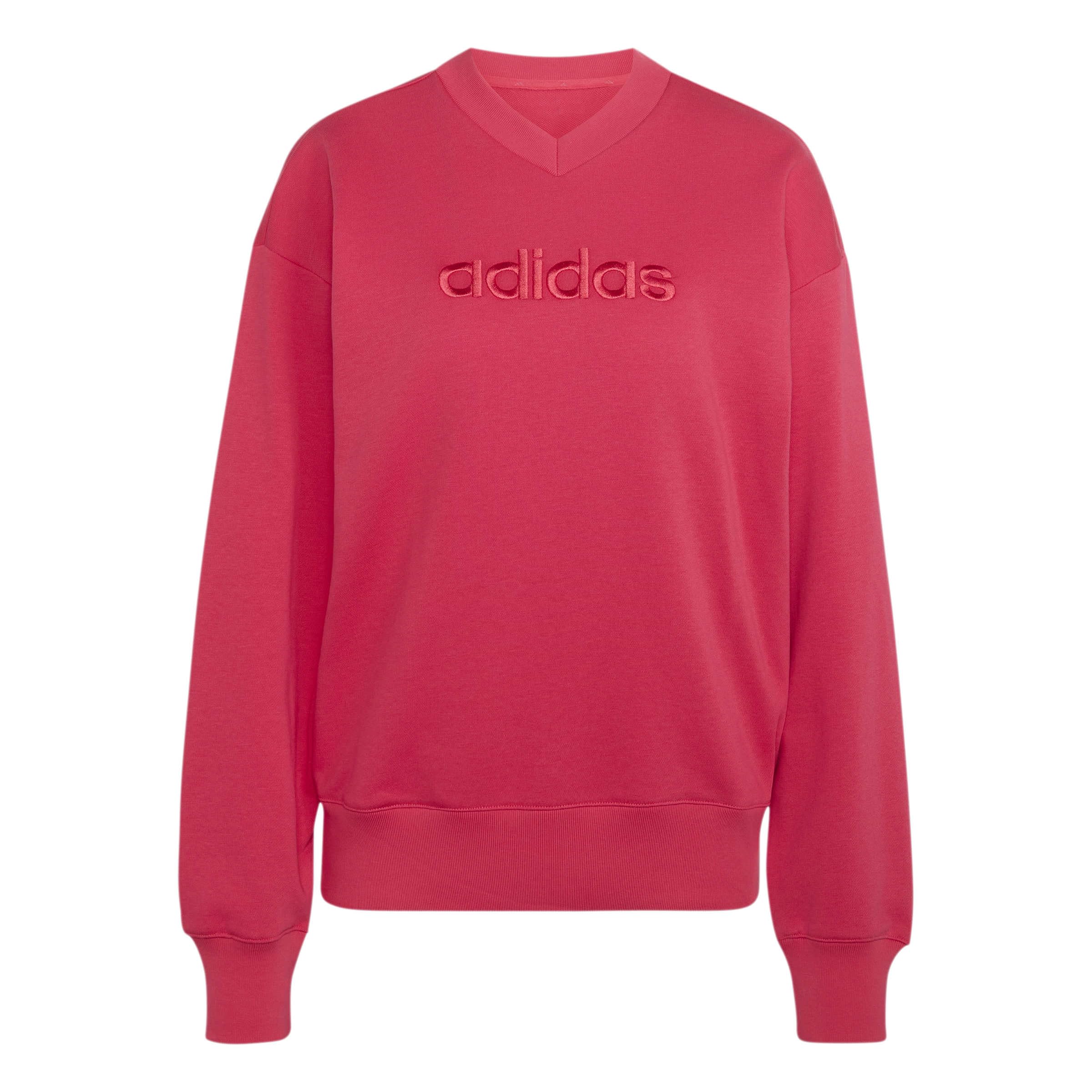 adidas Kobiety Seasonal Essentials Satin V-Neck Sweatshirt, power pink, S