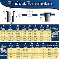Vista 2 de Juego de tuercas de remache métricas de acero inoxidable 304 (218 piezas), M3 M4 M5 M6 M8 M10 de cabeza plana, conjunto de tuercas roscadas Rivnut