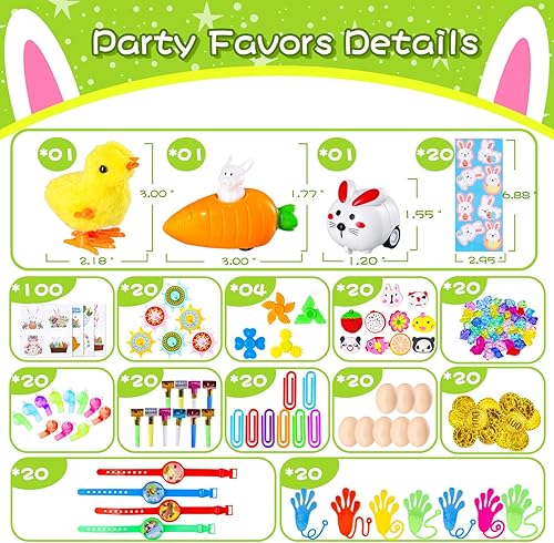 Miniatura 4 de MGparty 178 rellenos de huevos de Pascua para niños, rellenos de cesta de Pascua, paquete surtido de juguetes de fiesta de Pascua, juguetes de caja