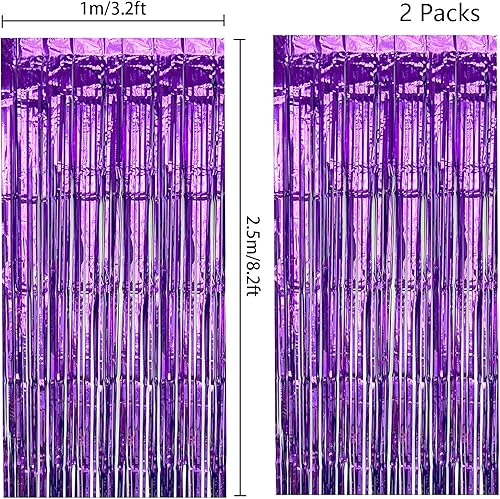Miniatura 9 de CHRORINE 2 cortinas de arcoíris de 3.3 ft x 8.2 ft, cortina de flecos de papel de aluminio de oropel para princesa, unicornio, sirena, pastel, arco
