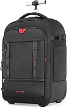 BAGSMART Bolsa con ruedas para cámaras réflex digitales, mochilas profesionales para cámara grande para fotógrafos de viaje, estuche fotográfico con ruedas y maleta de viaje, color negro