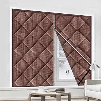 Thermal Insulated Window Curtain,Warm Windproof Partition Winter Cotton Drapes,Home Cold Protection Noise Reduction Covers Soundproof Blackout Privacy Screen,for Balcony Bedroom Kitchen Color A,