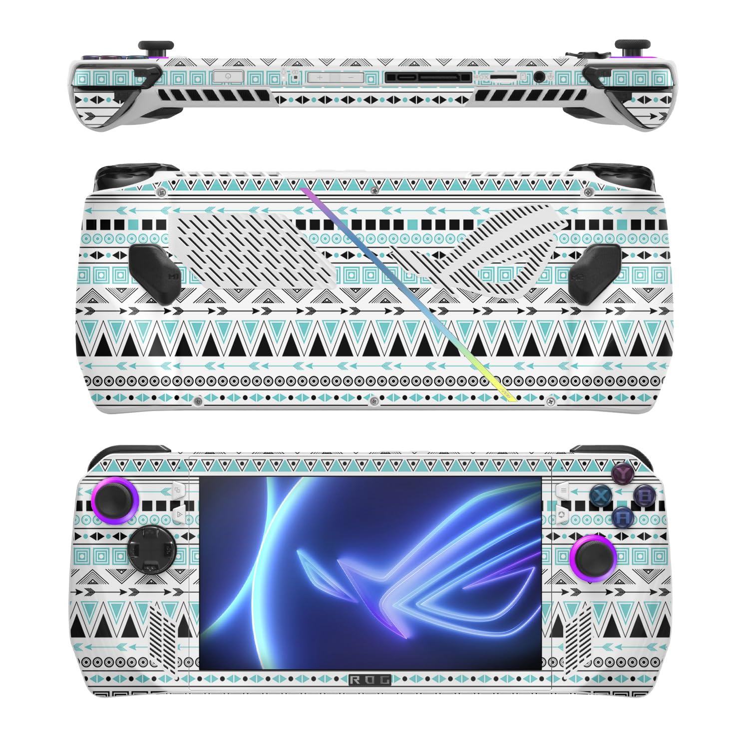 MightySkins Skin Compatible with Asus ROG Ally - Turquoise Tribal | Protective, Durable, and Unique Vinyl Decal wrap Cover | Easy to Apply, Remove, and Change Style