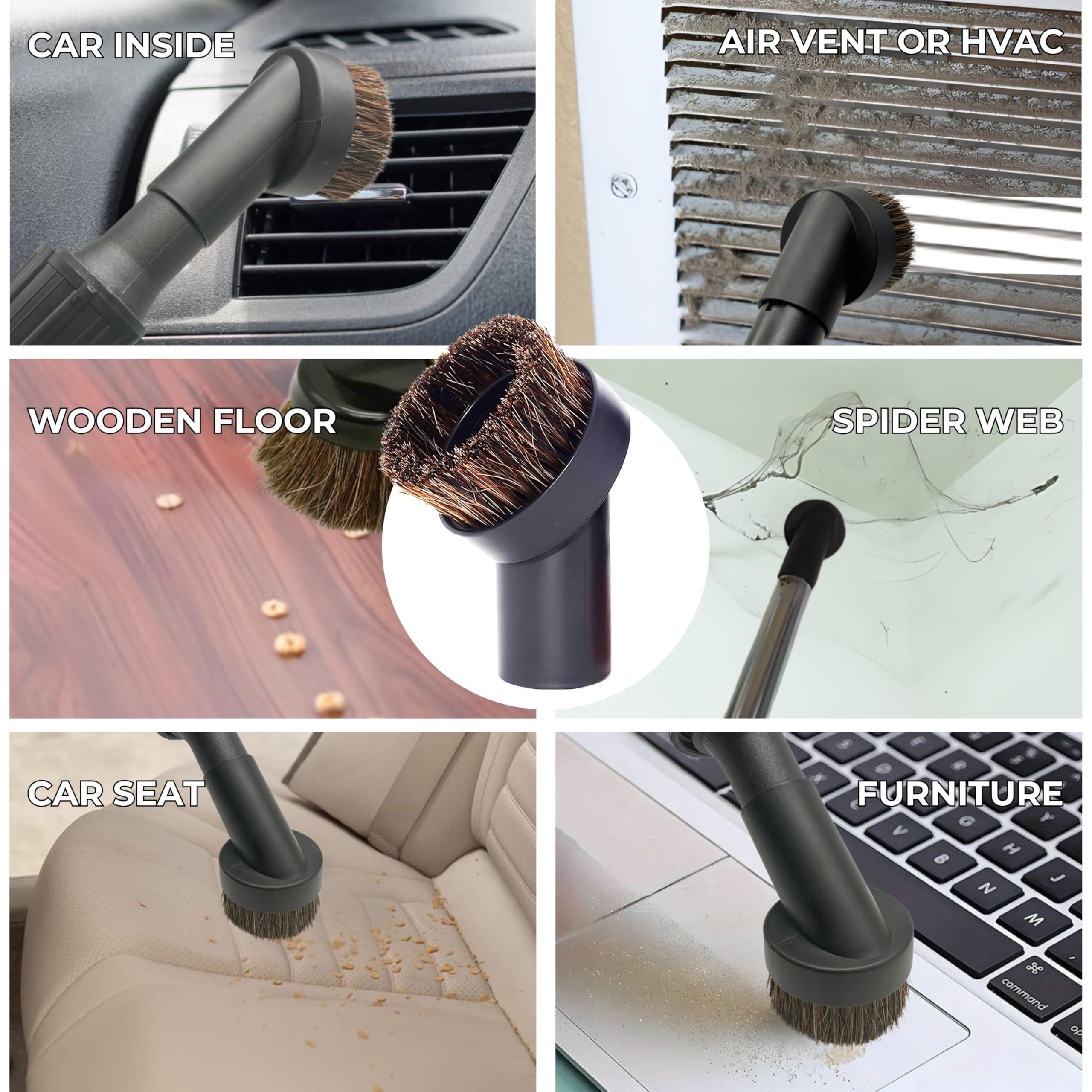 Kit universal de cepillo de aspiradora de 1.25 pulgadas compatible con todas las aspiradoras que utilizan accesorios de 1-1/4 pulgadas – Accesorios de aspiradora de 1.25 pulgadas: cepillo de polvo de