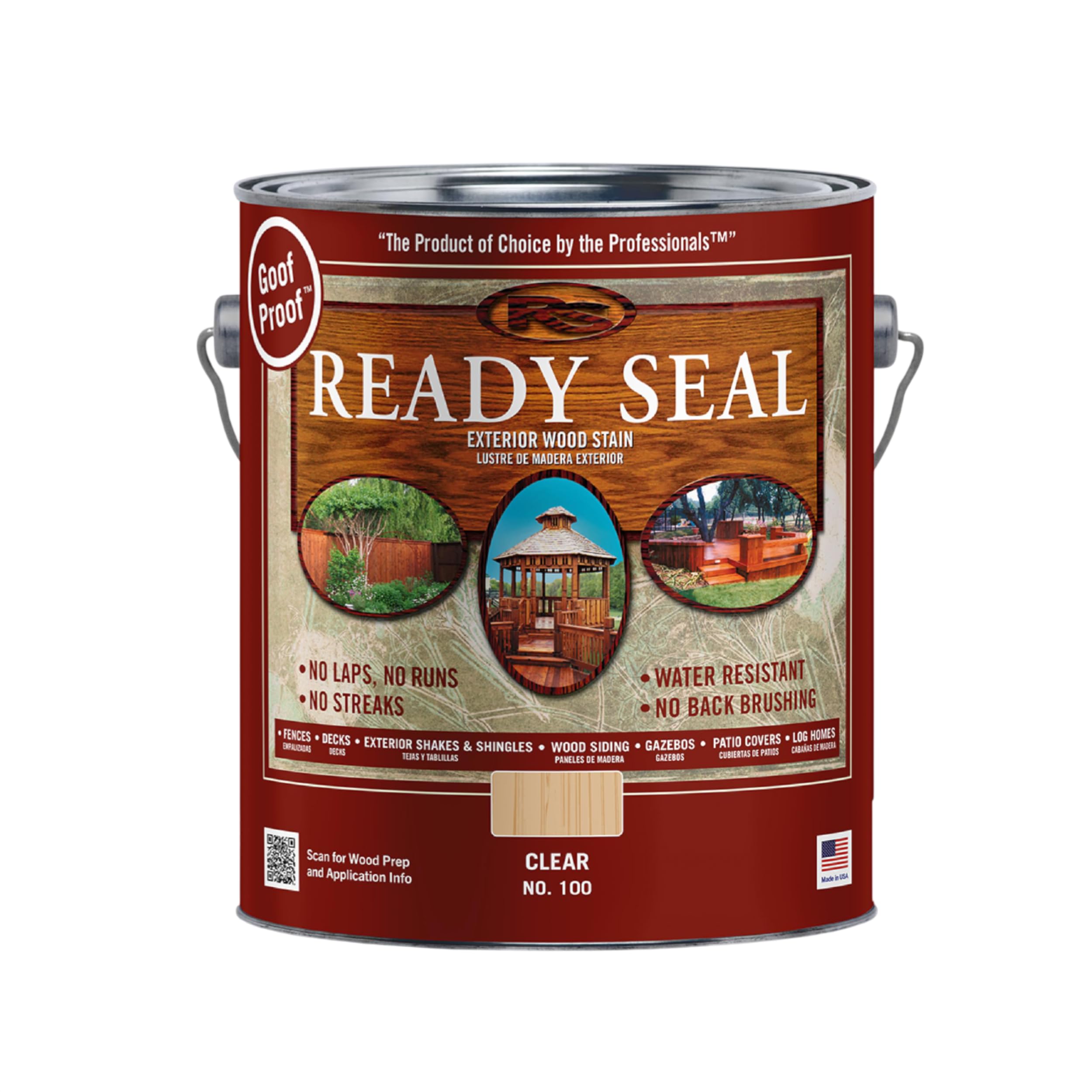 100 Clear, 1-Gallon Exterior Wood Stain and Sealer, 1 gallon (Packaging may vary)