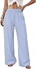 Pantalón de Pierna Ancha para Mujer de Cintura Alta con Bolsillos, Casual 3