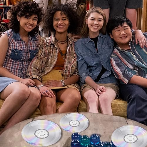 Miniatura 6 de Paquete de 100 platos de papel de CD  Platos decorativos desechables de 7 y 9 pulgadas para decoraciones de fiesta de los años 90 y suministros de