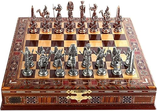 Figuras de cobre antiguo del faraón egipcio, juego de ajedrez de metal para adultos, piezas hechas a mano y tablero de ajedrez de madera maciza disponible en Yaxa Costa Rica