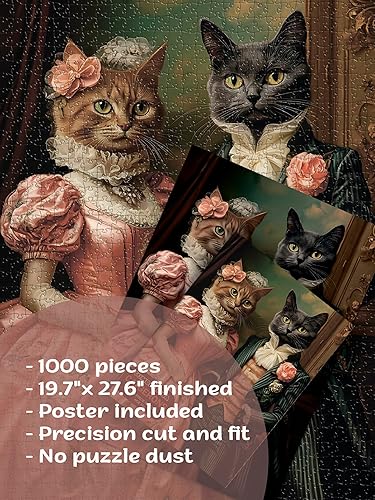 Miniatura 2 de Rompecabezas para adultos de 1000 piezas, gatos victorianos el elegante par Portret, difícil rompecabezas desafiante para amantes del rompecabezas,