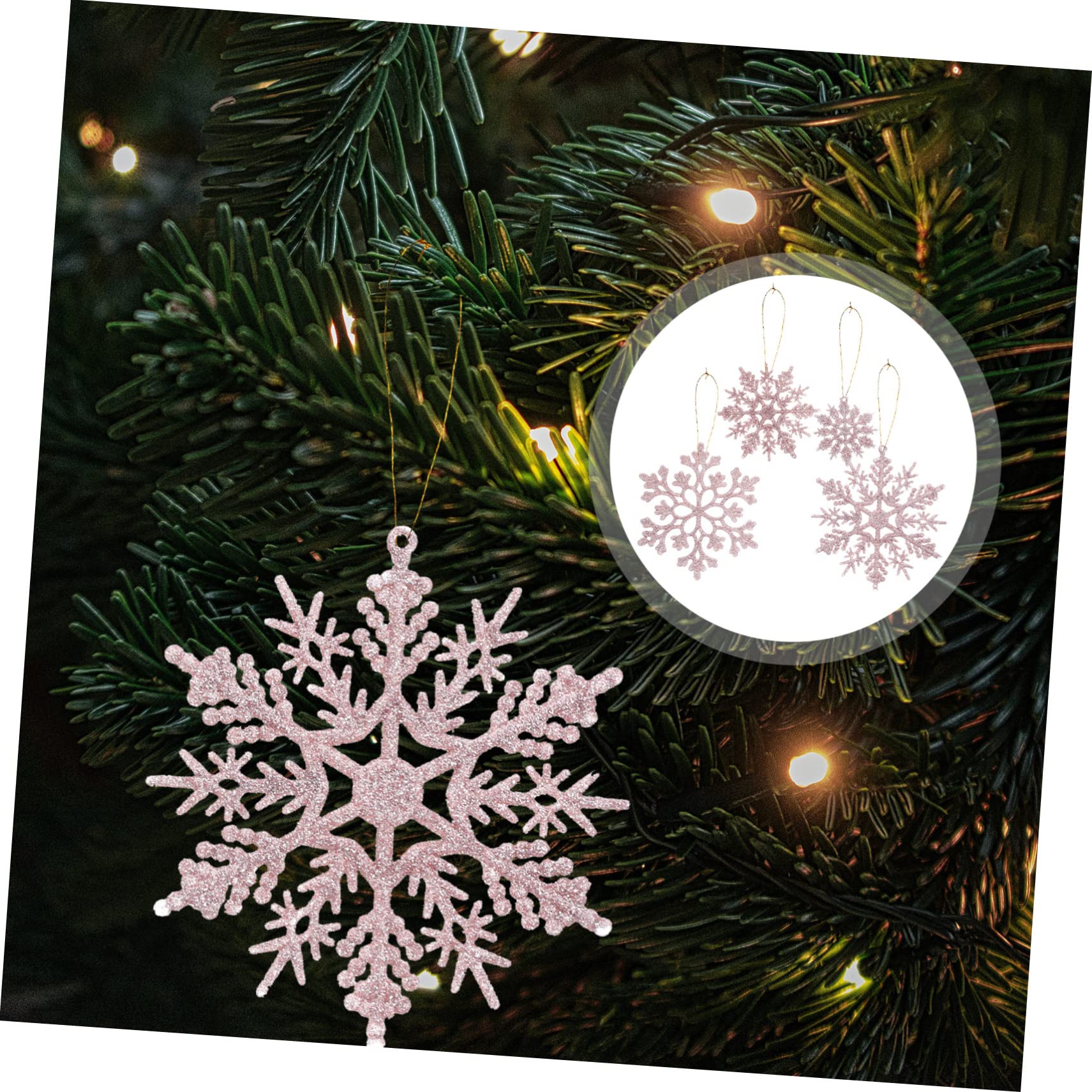 OUNONA 108stücke Weihnachts-Schneeflocken Dekorationen Glitzernde Hängende Ornamente Für Festliche Anlässe Wiederverwendbar Und Doppelseitig Für Weihnachtsbaum Und Winterfeiern