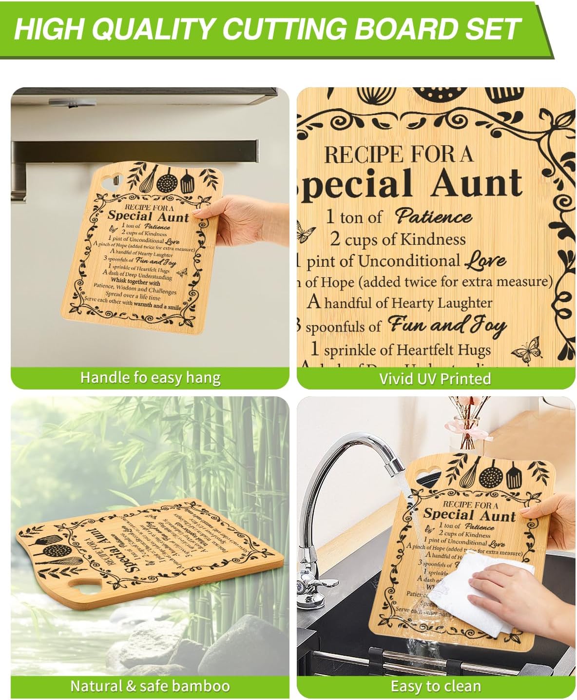 Aunt Gifts, Birthday Gifts for Aunt from Niece Nephew Cutting Board Sets Cooking Gift for Auntie, Great Auntie Present for Women Birthday Valentines Day Thanksgiving Gifts Idea - Image 4