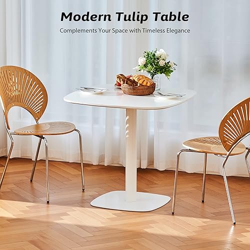 Miniatura 4 de VONLUCE Mesa de comedor cuadrada moderna para 2 y 4 personas, mesa de comedor pequeña de cocina con pedestal de 32 pulgadas, estilo de mediados de