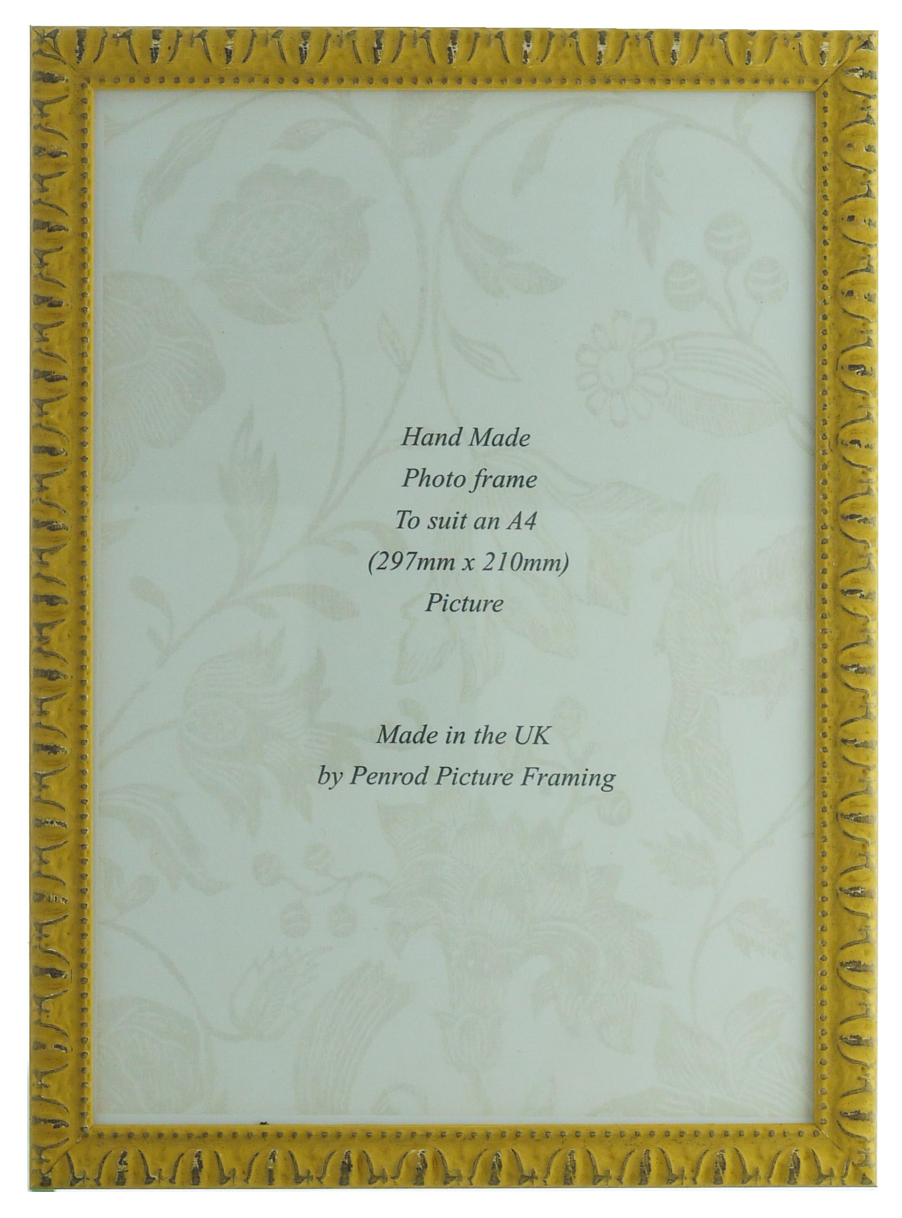 Giselle Vintage ornate hand made Sunflower Yellow A4 photo frame. Real Glass Glazed. (Sunflower - 297 x 210mm)