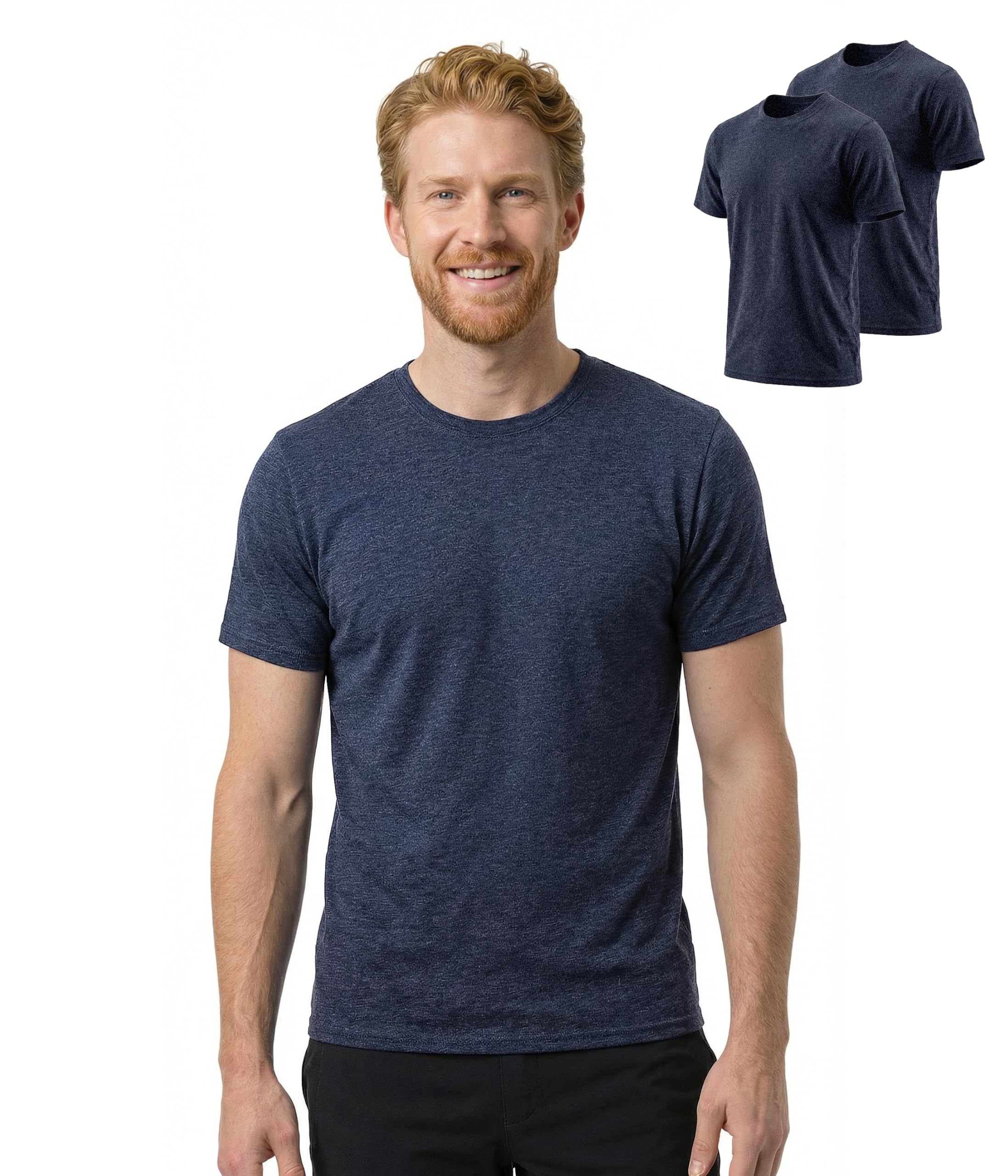 2 Pack 100% Merino Wool T-Shirt for Men, Wool Short Sleeve Base Layer, Breathable Lightweight Undershirt