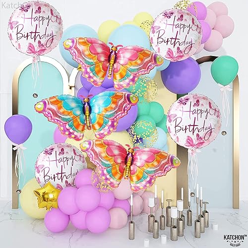Miniatura 5 de KatchOn, Globos gigantes de 39 pulgadas, paquete de 8, decoraciones de fiesta de mariposa, globo de mariposa para decoraciones de cumpleaños de