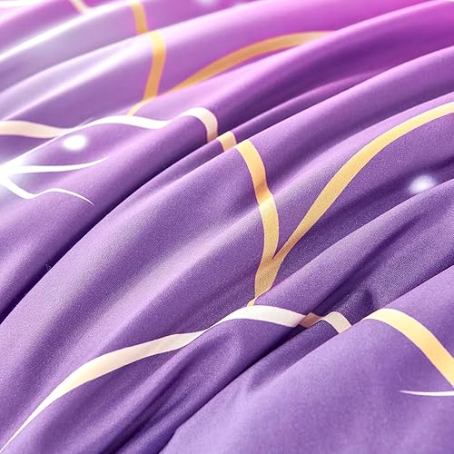 Miniatura 7 de URBONUR - Juego de edredón de tamaño completo rosa y morado para niñas, 6 piezas, ropa de cama de sirena con brillo en una bolsa para niños con