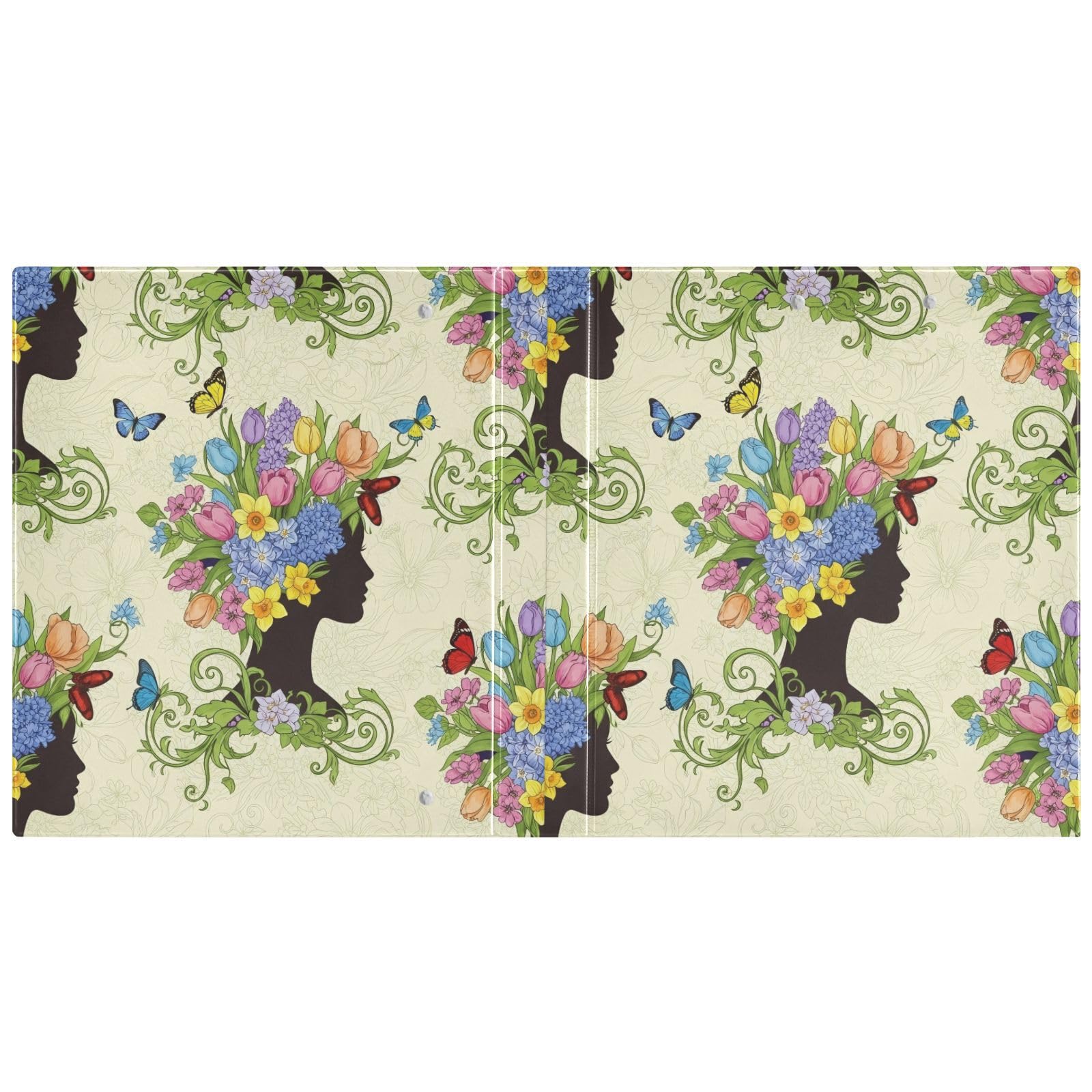 Carpeta de 3 anillos, carpeta de anillos en D coloridos florales, paquete de 2 | Con portapapeles y bolsillos, para escuela, universidad, oficina