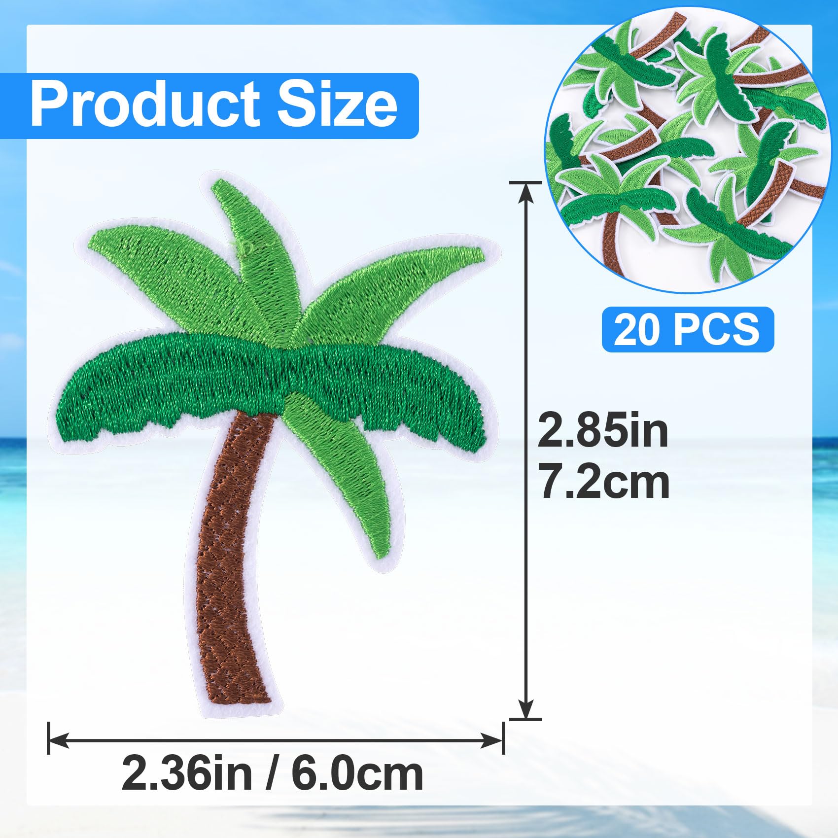 5Pcs Green Applique Patches – Coconut Palm Tree Embroidered Iron-On Patches For DIY Clothing - View #5