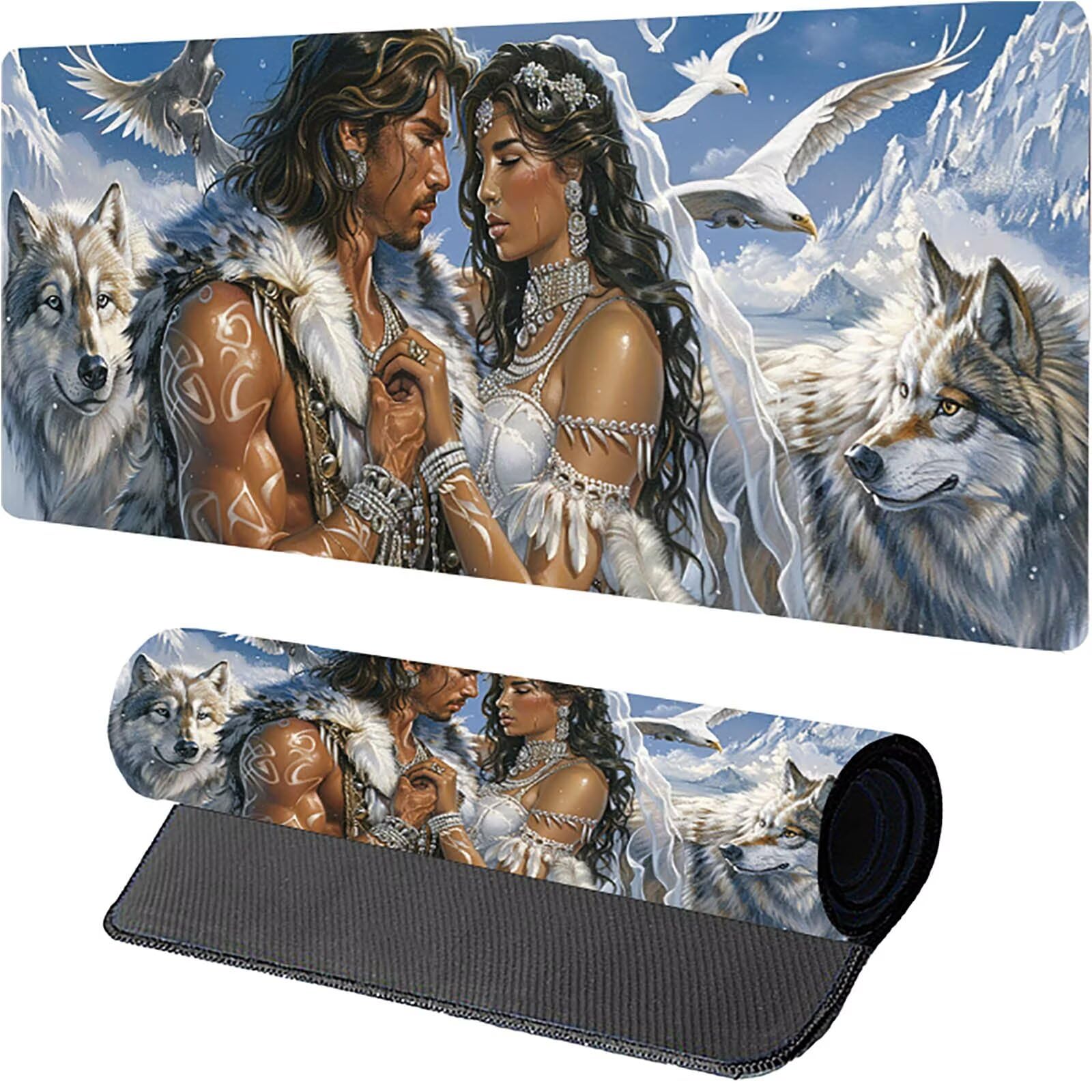 Tappetino Mouse XXL 1500 x 800 mm, Tappetino Mouse Coppia, Gaming Mousepad Migliorare la Velocità e la Precisione, Mouse Pad con Base in Gomma Antiscivolo, Ufficio Accessori Gaming, Bianco Q-5612