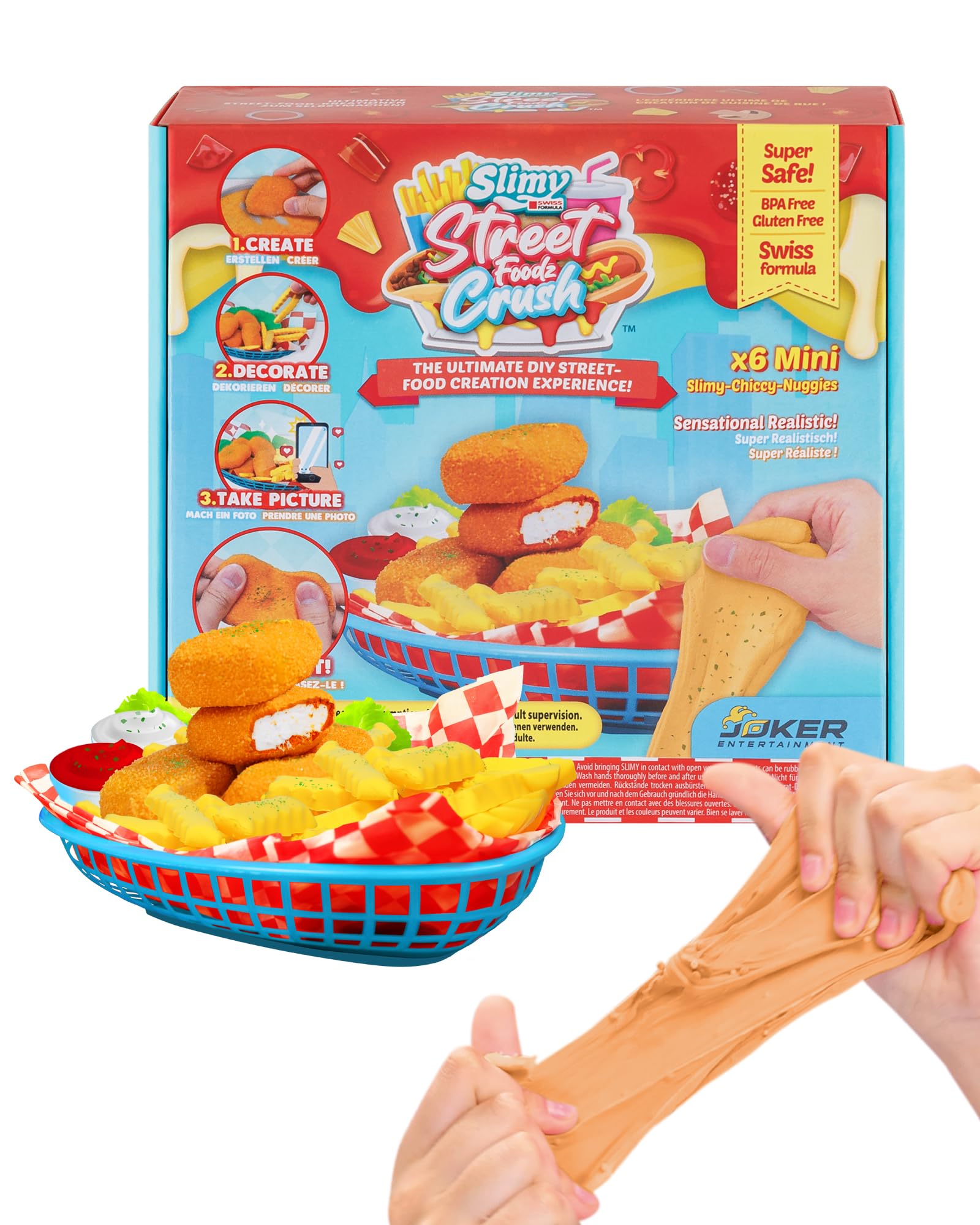 Slimy Street Foodz Crush - Mini Chiccy Nuggies, Slime und Knete Kreativ-Set, Backspiel zum selber Mischen, Formen und Dekorieren, kreatives Gestalten für Kinder