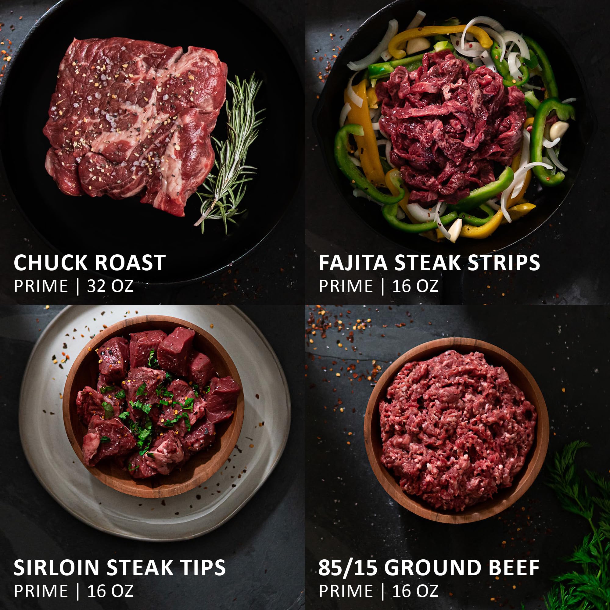 MeatWorks Chef's Variety Meat Package | 16 Items: Air-Chilled Chicken Breasts & Thighs, Bacon, Ground Beef, Steak Sirloin Tips, Fajita Strips & Chuck Roast | Ideal Gift For Boyfriends, Hustbands, Dads | USDA Prime Beef - 2
