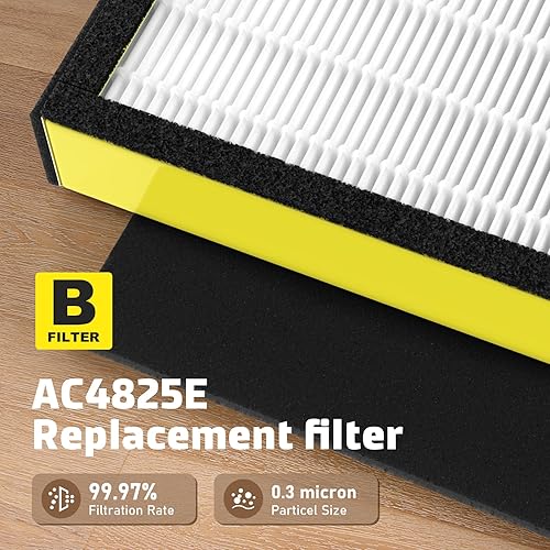 Miniatura 3 de Paquete de 6 filtros de repuesto HEPA FLT4825 B y 2 bombillas de repuesto compatibles con AC4825 AC4300 AC4800 AC4900 AC4850, número de pieza