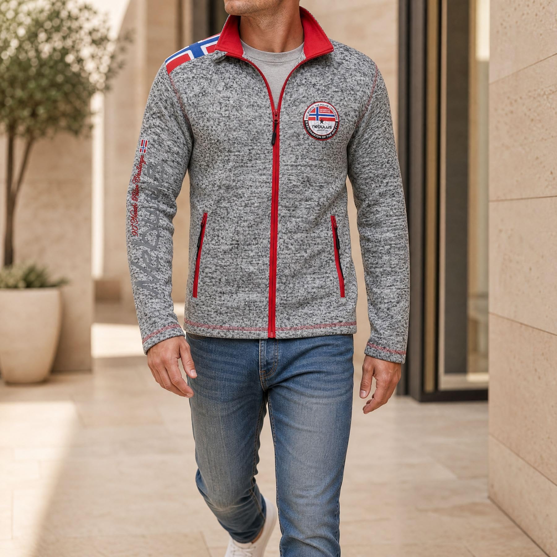 Nebulus Herren Fleecejacke NORKY, warme Fleece Jacke, mit langem Full-Zip Reißverschluss