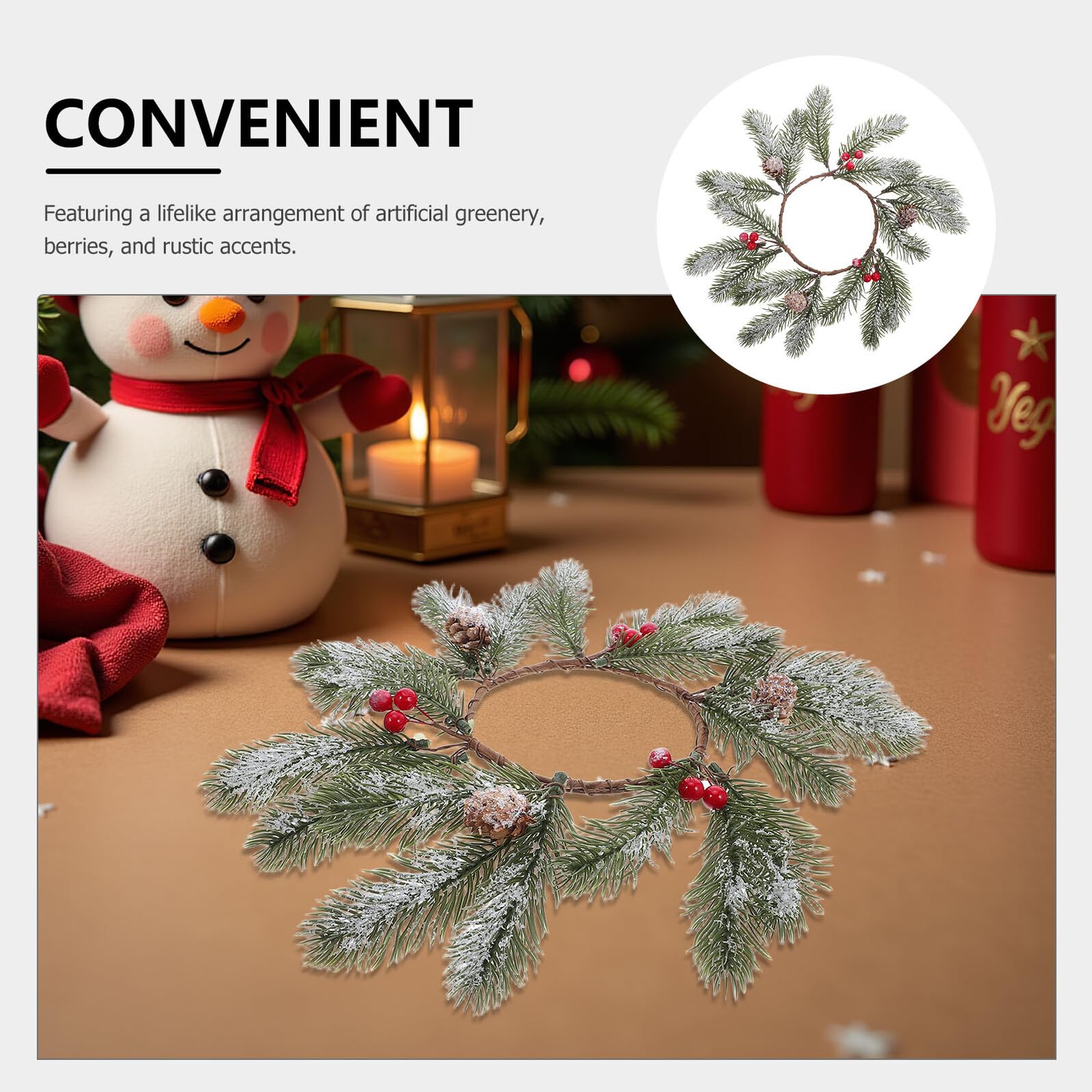 4piezas Guirnalda de Decoración Navideña Guirnalda de Velas Navideñas para Centro de Mesa Soporte para Velas de Pilar Navideñas para Decoración de Ventana y Cocina