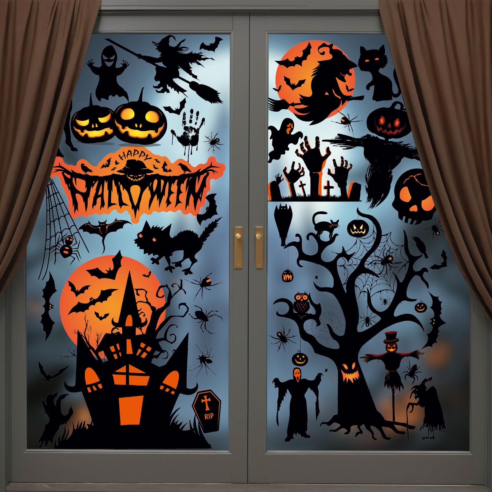 Halloween Fensterbilder 42-tlg. - Selbstklebende Deko Für Fenster & Wände