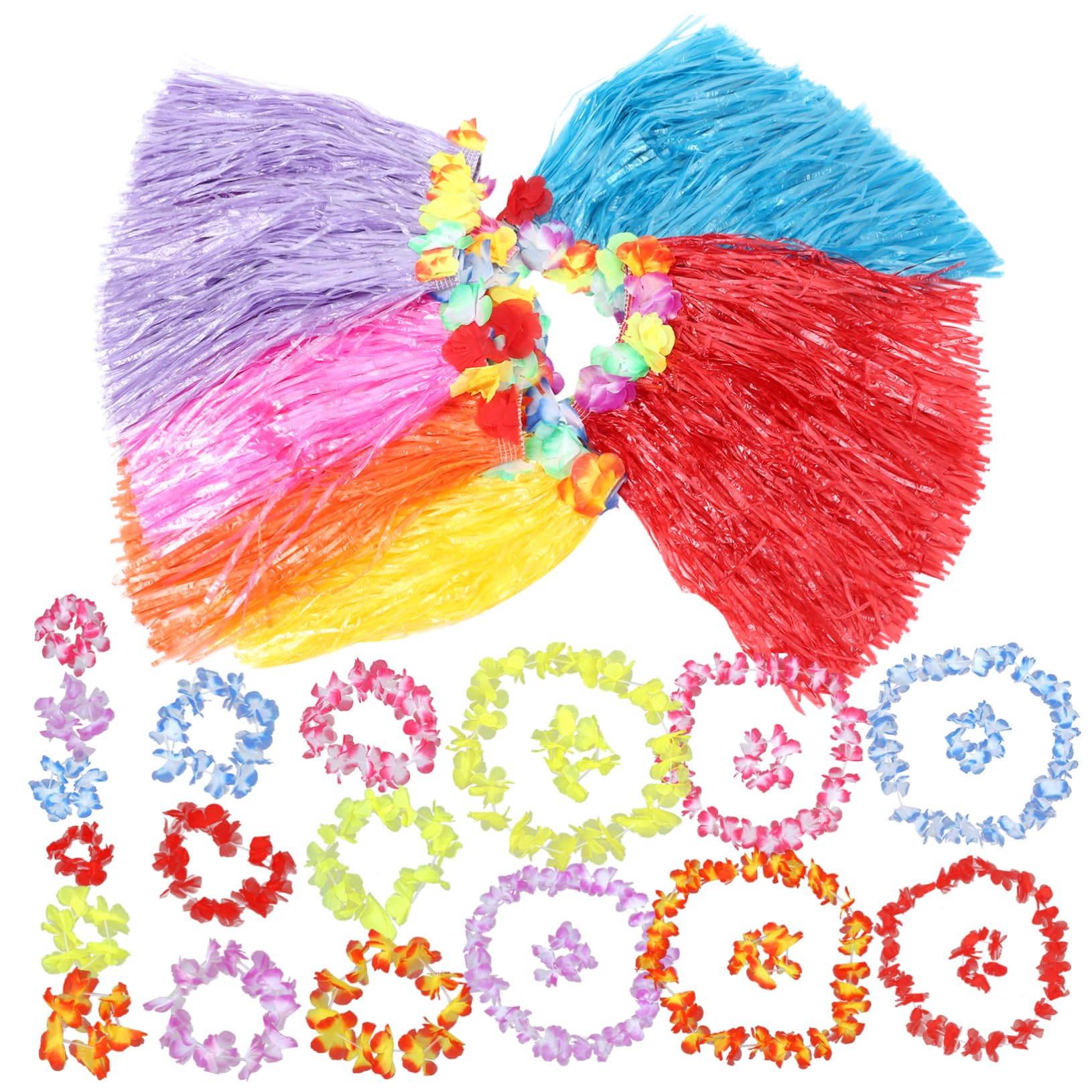 Alipis 6 Stück Hawaii Hula Rock und Leis mit Blumen Party Dekoration aus Pp und Stoff Accessoires für Luau Party und Strandfest Kreatives Sommerkostüm