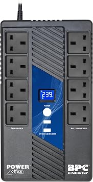 UPS Power Supply UK - 1000VA UPS with 8 Outlets - UK Plug BS1363A - Surge Protected | Reliable Computer Uninterruptible Power Supply Units for Home & Office