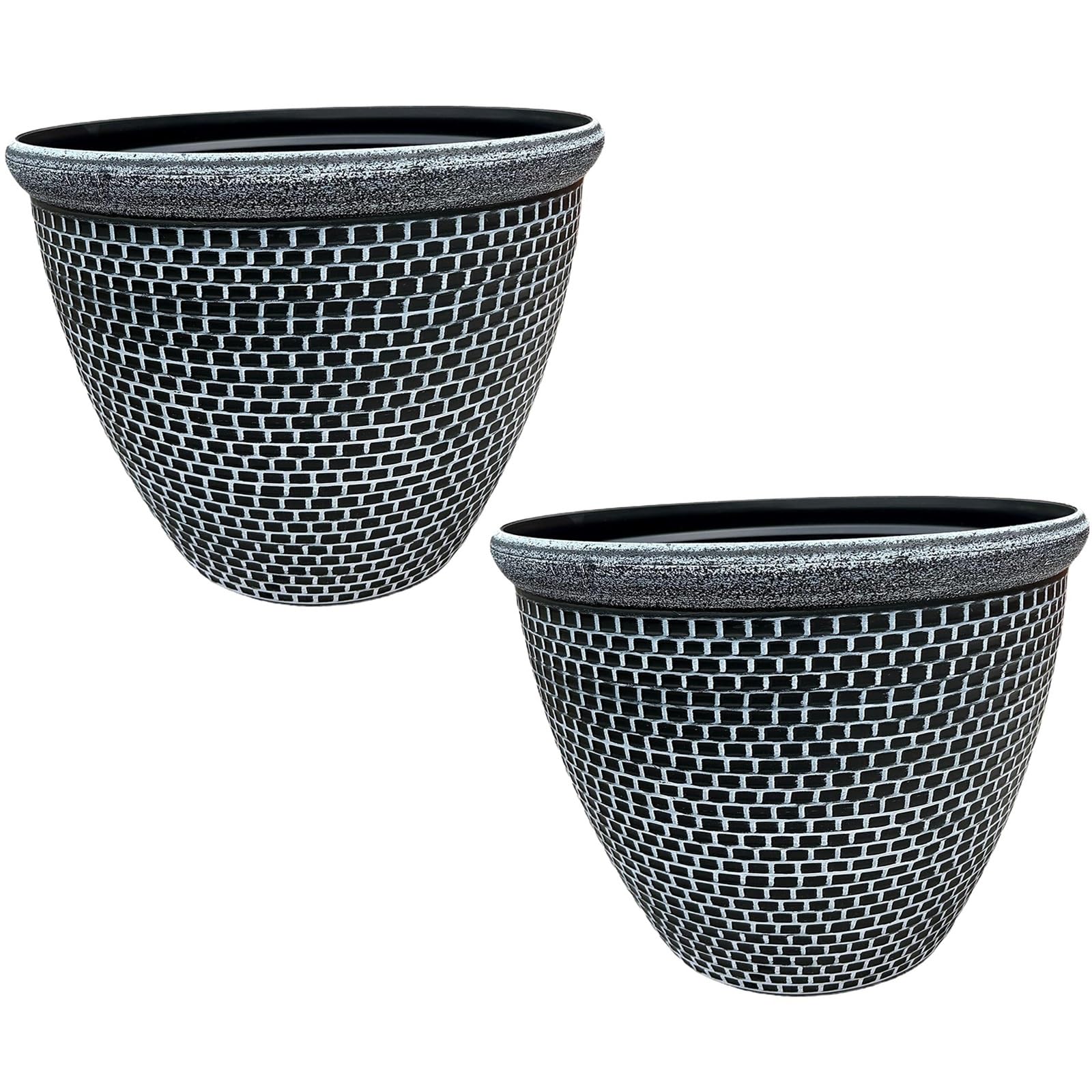 Gr8 Garden Set Of 2 White Cromarty Plant Pot Large 36Cm Plastic Round Flower Garden Patio Planter from B&Q