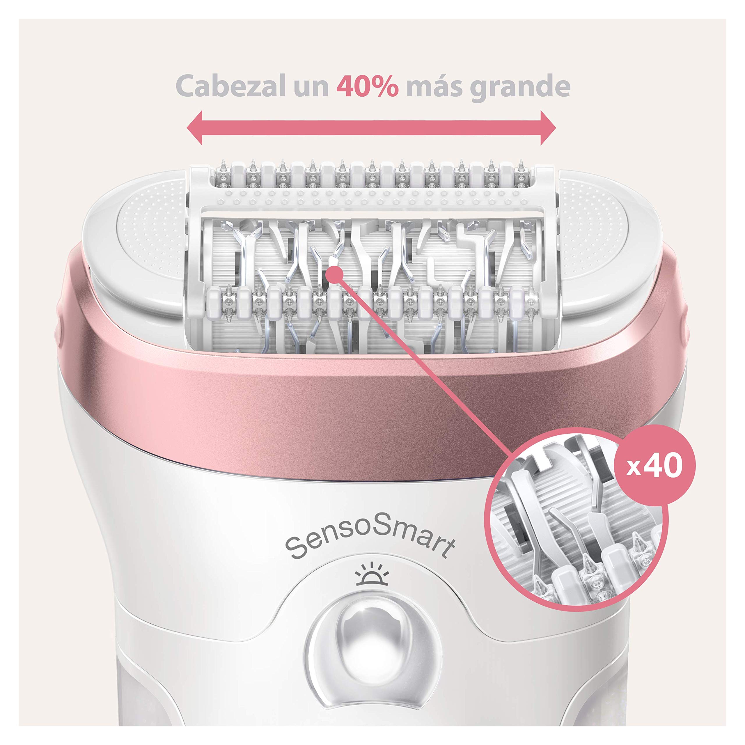 Braun Silk-épil 9 9-870 Depiladora Mujer Eléctrica para Depilación Duradera, Incluye Maquinilla Venus, Capuchón de Masaje, Cabezal de Rasurado y Recorte, Blanco/Oro Rosa
