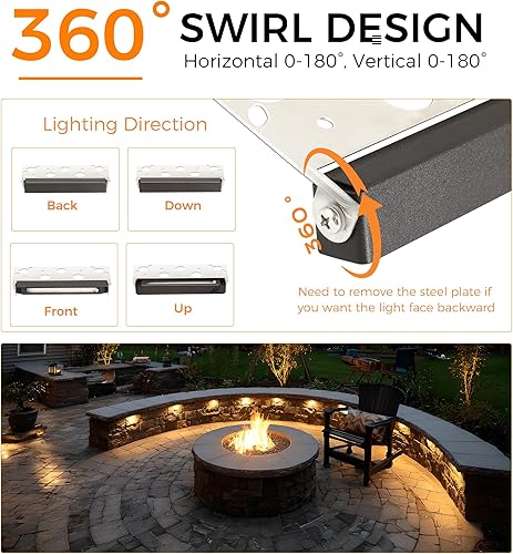 Miniatura 6 de CLOUDY BAY Paquete de 6 7 pulgadas, 12V-15 VACCC, luz de pavimentadora de bajo voltaje, luces de pared de contención al aire libre, IP65