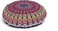 Vista 31 de CRAFT KALA Funda de almohada bohemia redonda grande de 32 pulgadas, funda de puf bohemia con mandala, funda de almohada de meditación, funda