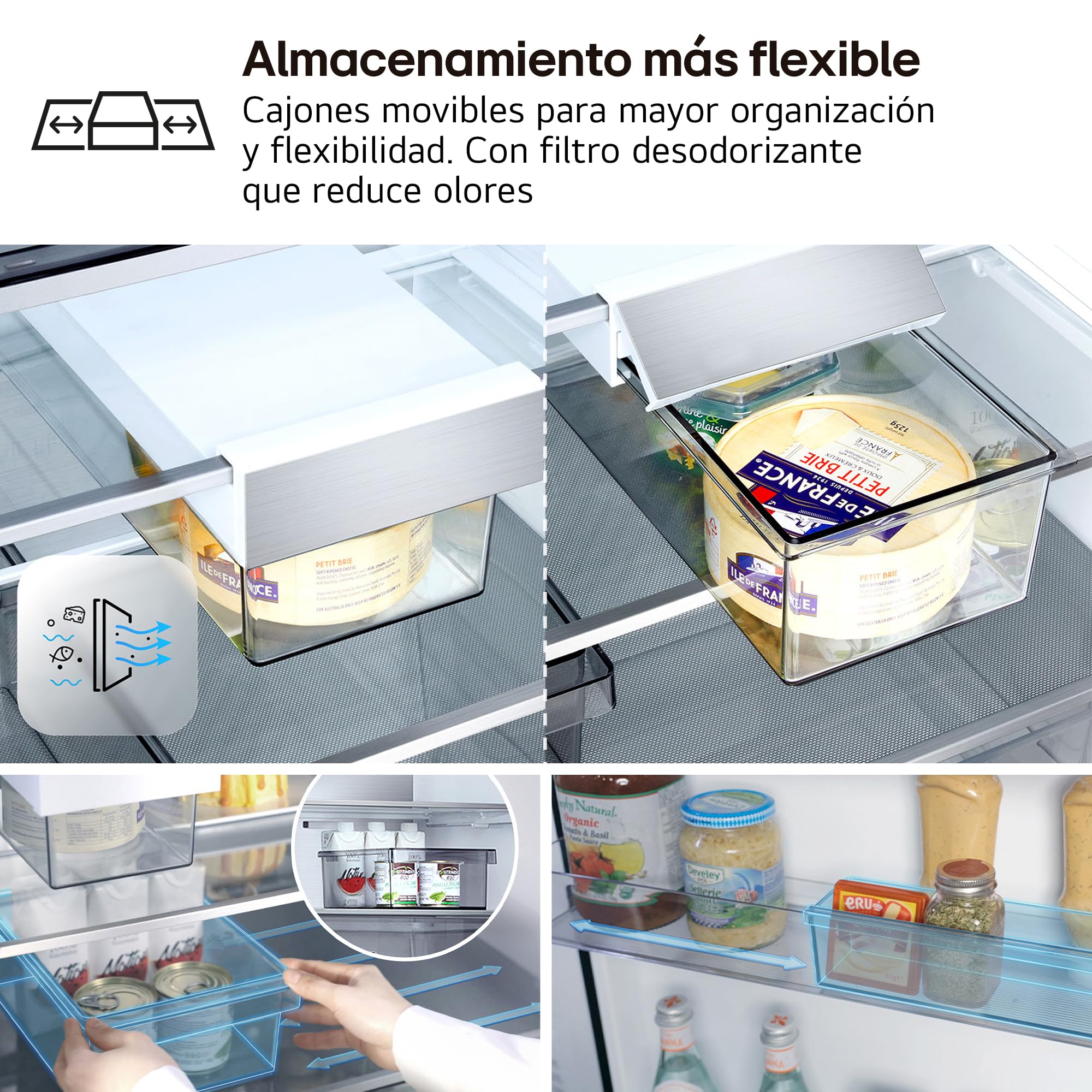 LG GBBS716AMB - Frigorífico Combi DoorCooling+, 1,86m, Clasificación A, Serie 700, Capacidad de 333l, Acero texturizado antihuellas