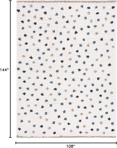 Miniatura 2 de Safavieh Calico Shag Collection CLC102A - Alfombra de área de 9 x 12 pies color marfilgris pardo con lunares no desprende pelusa 16 pulgadas de