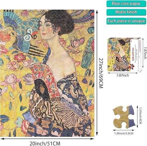 Miniatura 2 de Rompecabezas de 500 piezas para adultos de Gustav Klimt, pintura famosa de 500 piezas, rompecabezas desafiante perfecto para noches de juego (27 x