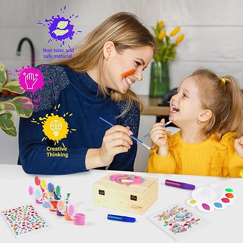 Miniatura 10 de JOTIKO Pinta tu propio joyero y kit de fabricación de pulseras  250 piezas de dijes de madera coloridos y pulseras de cuentas, collares, juego de