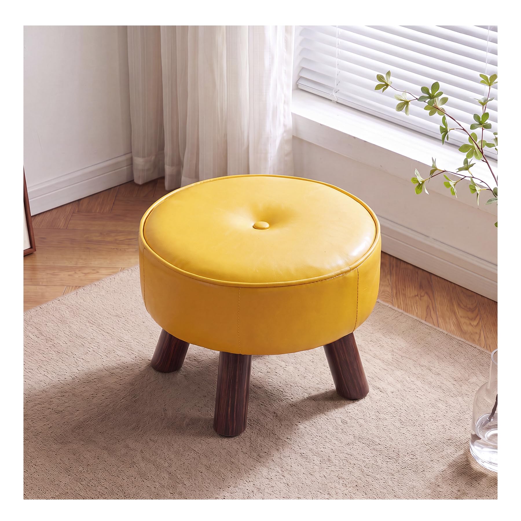 INMOZATA Foot Stool for Living Room，Small Faux Sofa Footstool
