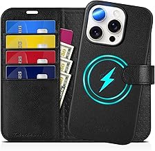 TUCCH iPhone 16 Pro Compatible Case, Wallet Type, 2 in 1, Detachable Type, iPhone 16 Pro Folio Case, Removable [RFID Blocking] with 4 Card Pockets, Horizontal Stand Function, Shock Absorption, Full