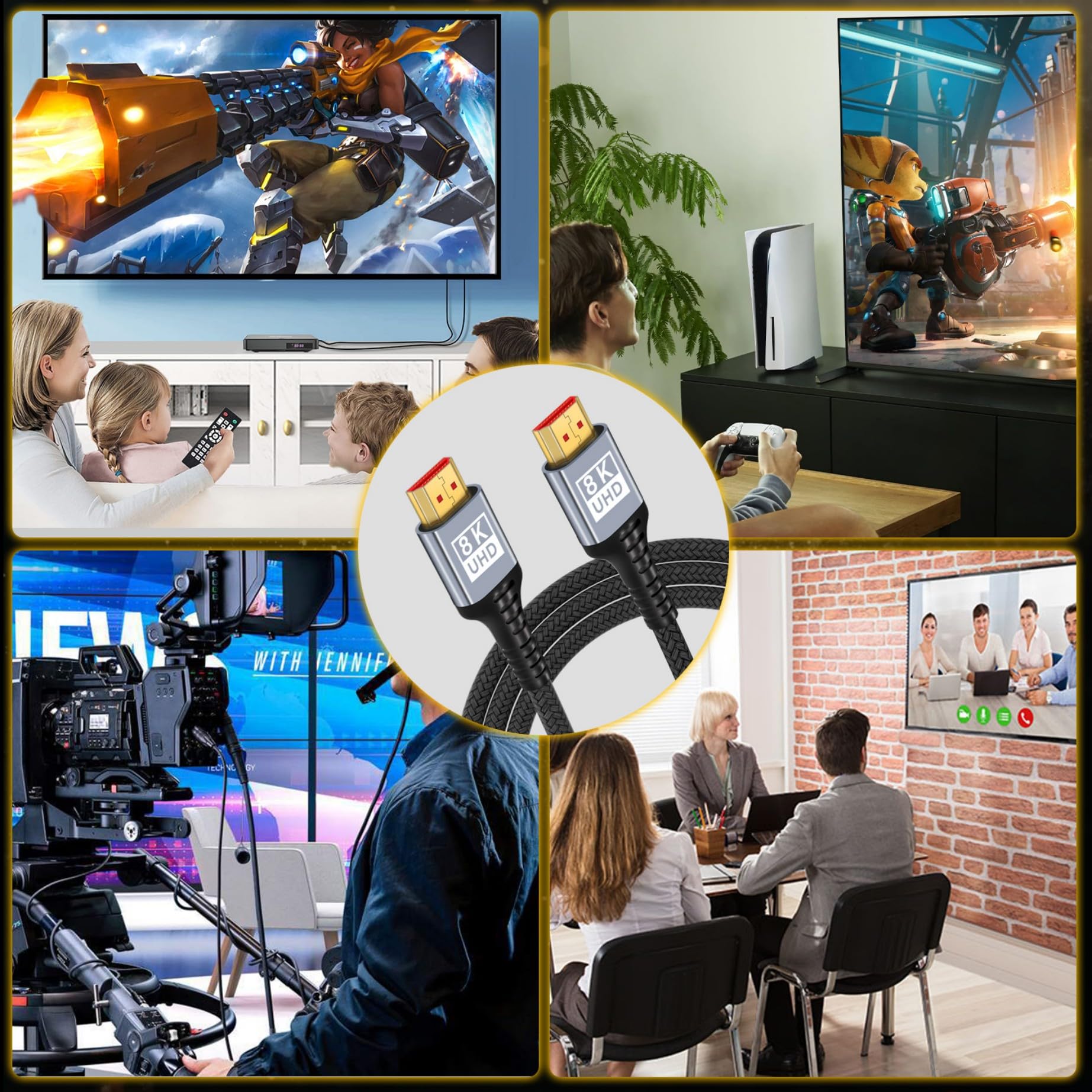 Kabel HDMI 2.1 10K 8K, 5 m, 48 Gb/s, ultra szybki kabel HDMI 10K 8K przy 60 Hz, 4K przy 120 Hz, 7680P, HDMI 2.1, obsługuje HDR10, eARC 3D, HDCP 2.2 i 2.3, kompatybilny z PS5/4 X-Box, HDTV, laptopem