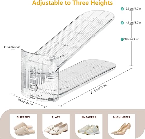 Miniatura 4 de Paquete de 10 organizadores de ranuras para zapatos y apilador de zapatos para armario, ahorro de espacio de zapatos ajustable, almacenamiento de